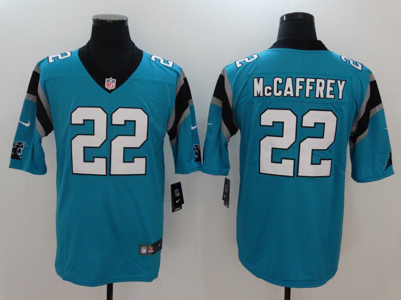 Men Carolina Panthers 22 Mccaffrey Blue Nike Vapor Untouchable Limited NFL Jerseys